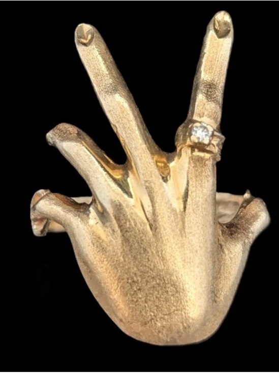 Unbranded Jewelry - Vintage 1970s 14K Yellow Gold Modernist Diamond Statement Ring - 7.58 G - Sz 7.5